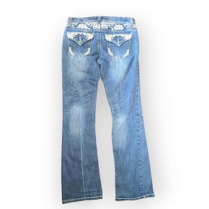 Y2K Bongo Jeans Low Rise Flared Lace Back Pockets